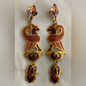 BEREBI Long Enamel Phoenix Rising Earrings